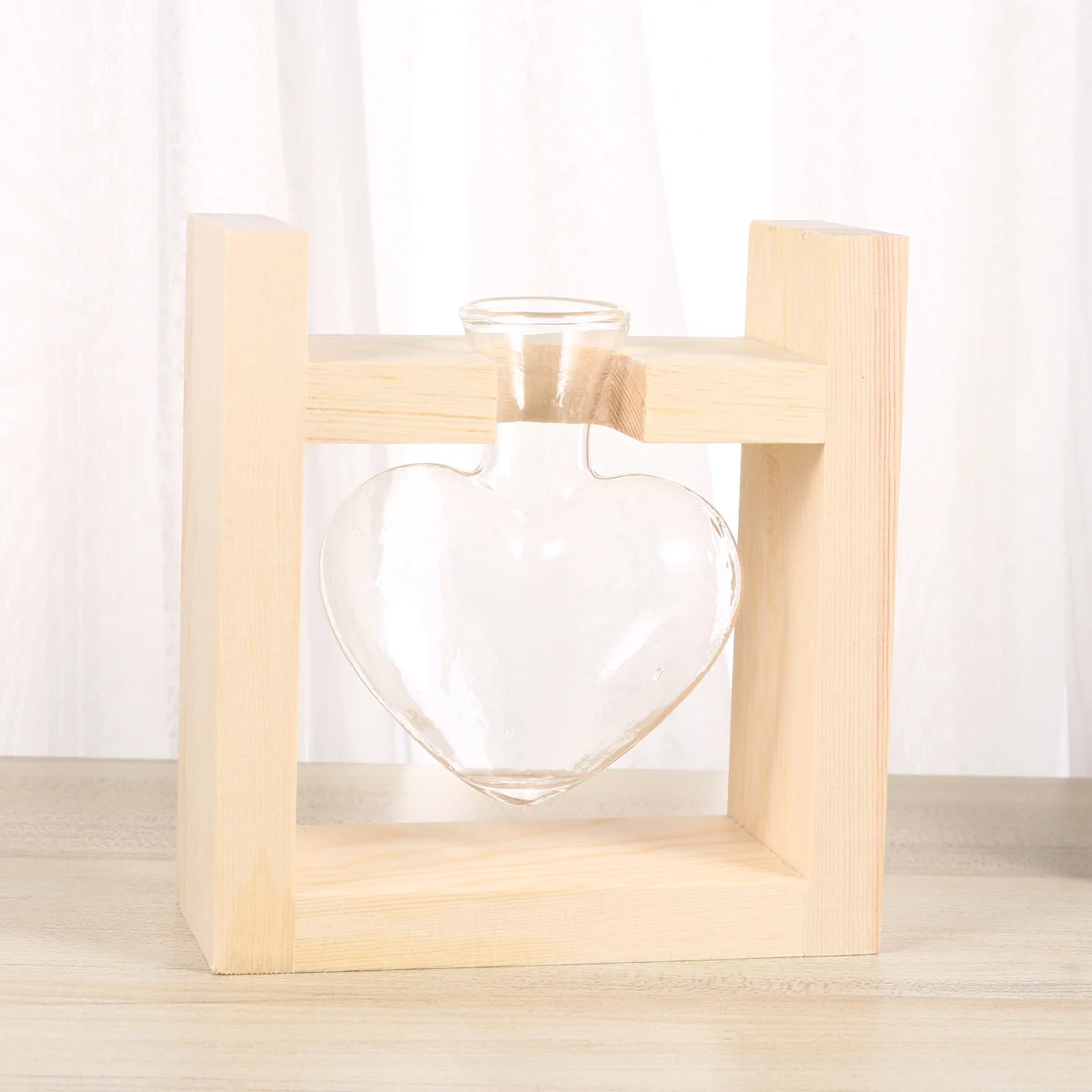 

Log Frame Heart Bottle Bulbs Vase Outdoor Decoration Bamboo Planter Office Home Terrarium Wooden Vases