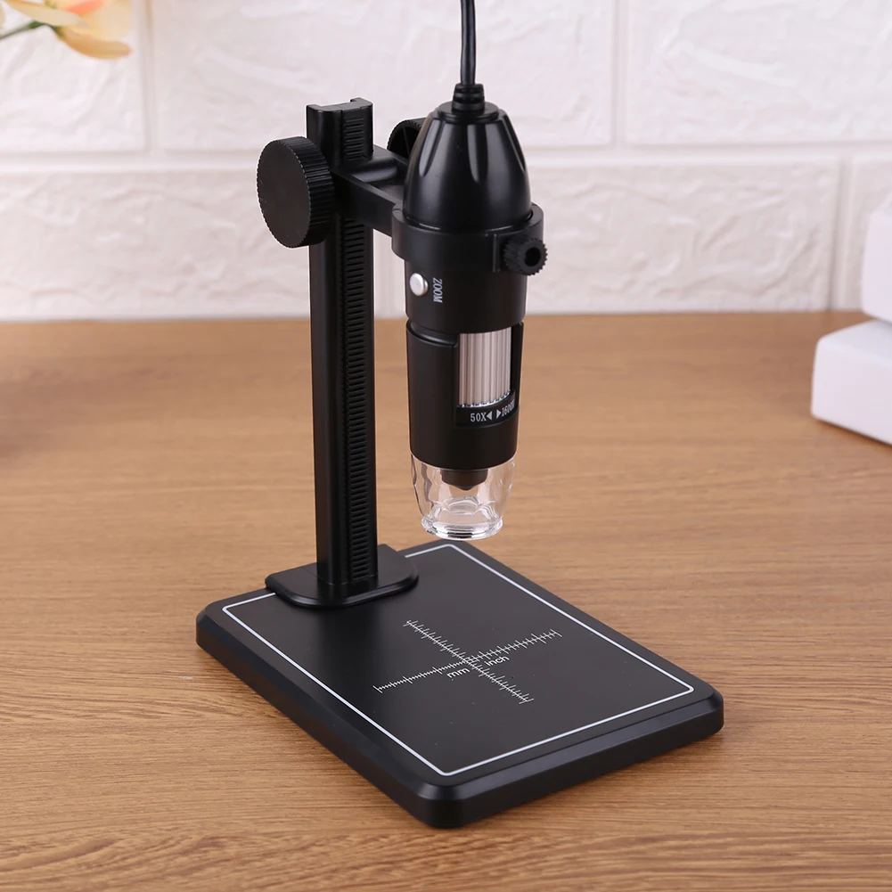 2MP Video Microscopes 1600X USB Digital Microscope with 8 LED & Lift Stand HD Inspection Camera for  Win10 Win8 Win7