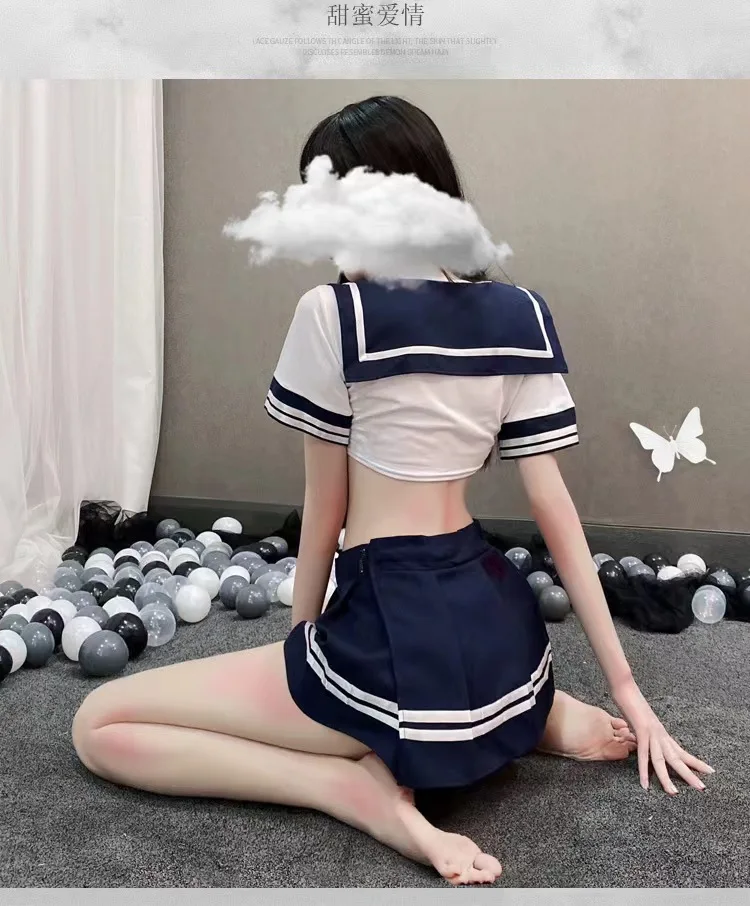 Japanese AV Actress Costumes Sexy Lingerie Sweet Cute School Girl Uniform See Through Sleepwear Student Cosplay with Mini Skirt