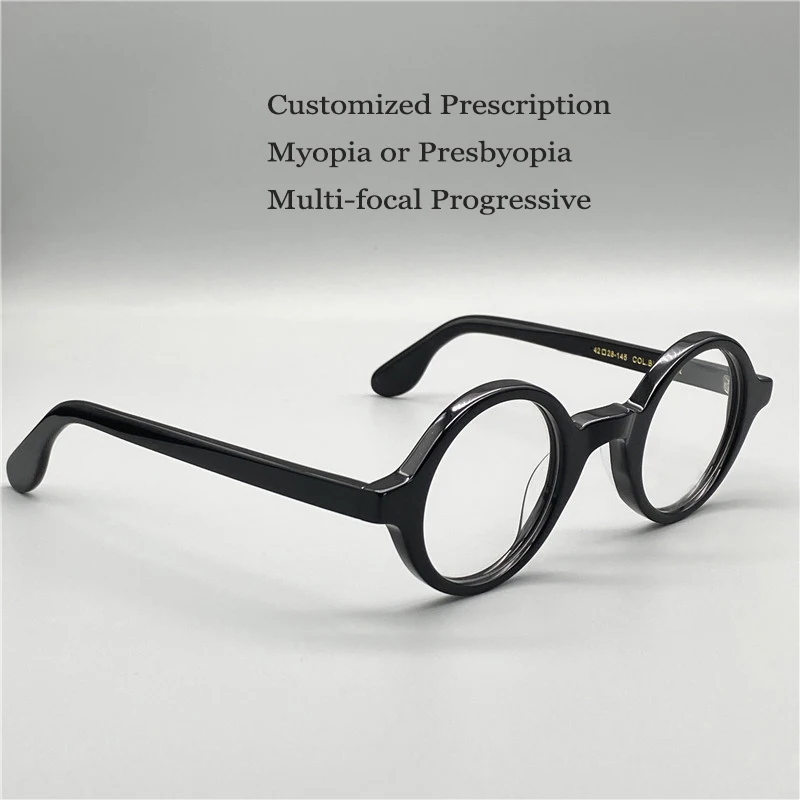 カスタム処方メガネ男性女性ラウンドアセテートフレームジョニーデップゾルマンフォトクロミック近視多焦点累進レンズ