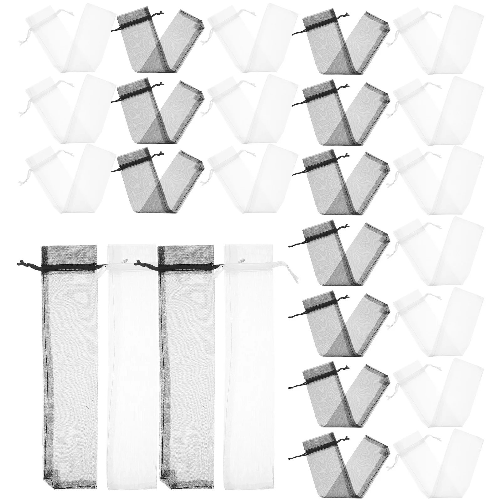 

100Pcs Mesh Drawstring Hand Fan Pouch Breathable Organza Folding Fan Storage Bag Party Favor Drawstring Organizer Pouch