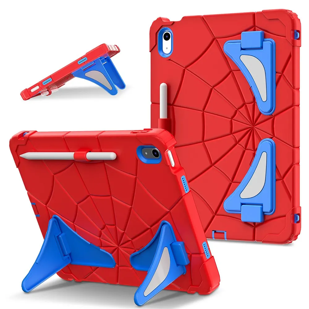 For iPad 10th Gen 10.9 inch 2022 Case A2696 A2757 A2777 Silicone +PC Kids Tablet cover for iPad 10 Generation spider -No stylus