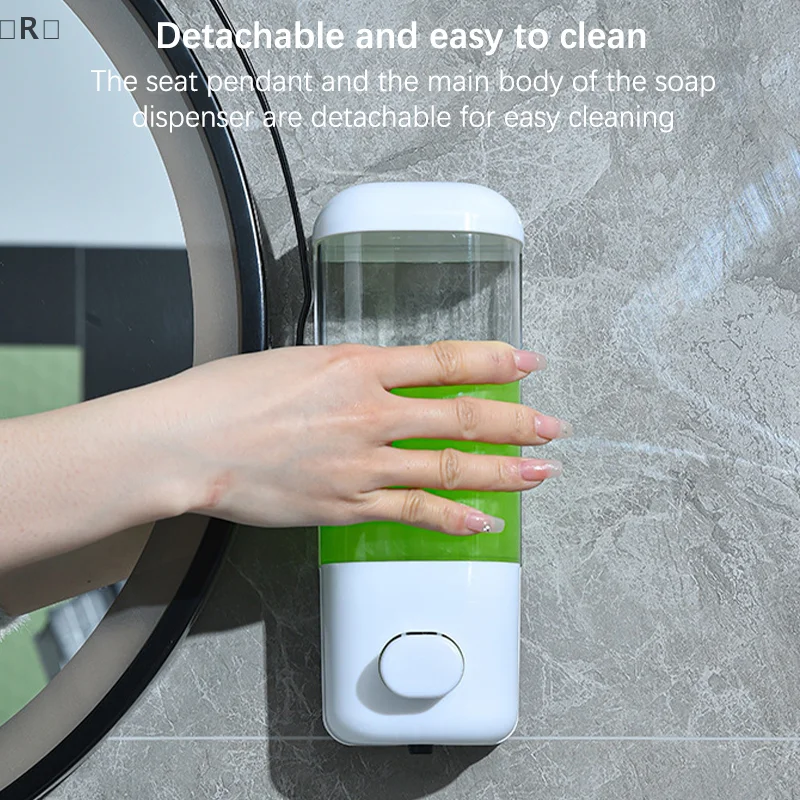 

〔R〕New Bathroom Non-punching Manual Press Soap Dispenser Wall Hanging Traceless Paste Disinfectant Bottle Transparent Dispenser