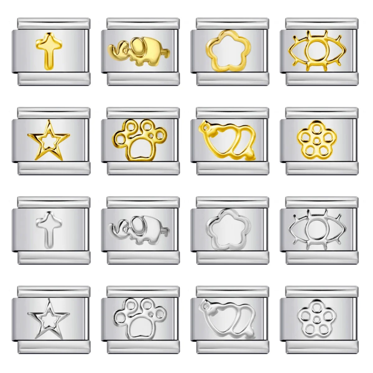 Modisches Neues Designer-Blumen-Stern-Augen-Herz-Charm-Armband, passend für 9mm italienische Charms, Edelstahlschmuck zum Selbermachen für Damen und Herren – Detail 1