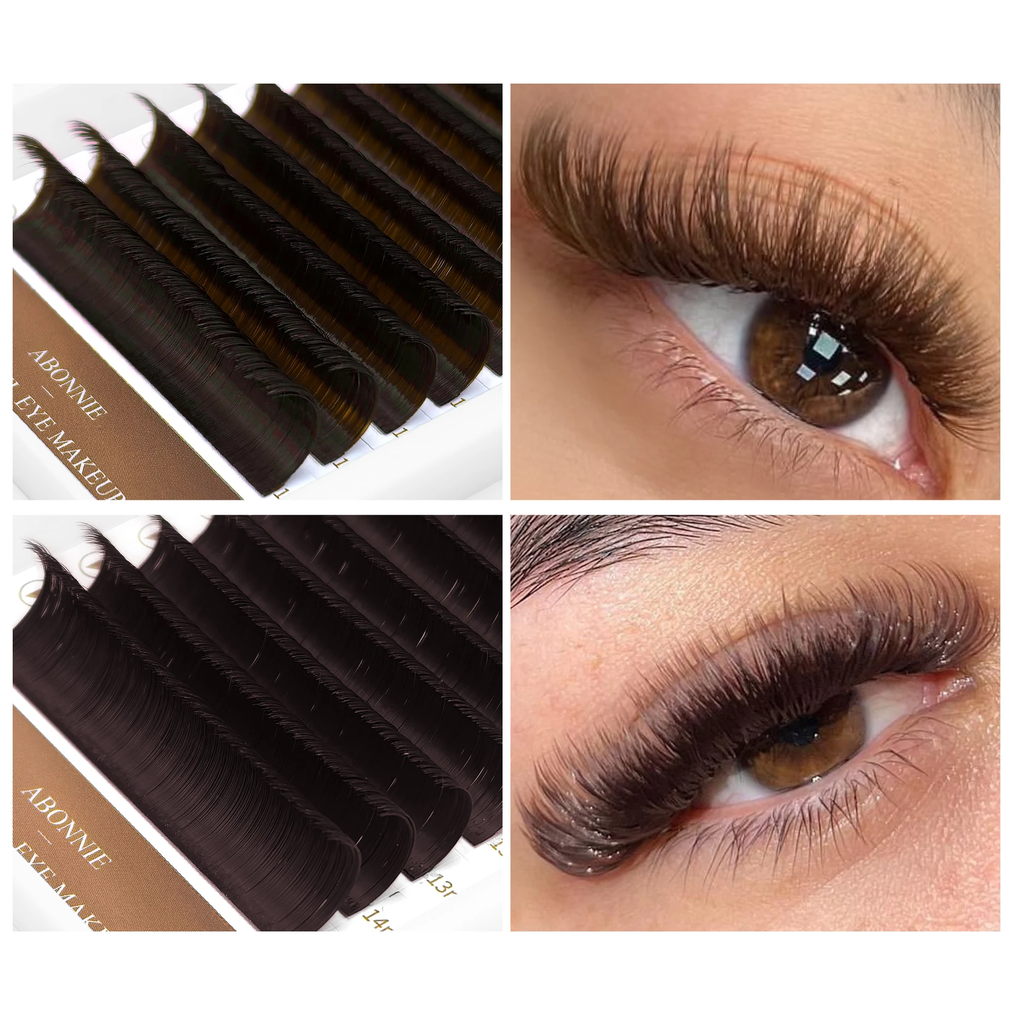 ABONNIE Brown Velvet Easy Fan Lashes C CC D Curl Mega Volume Fans Bloom Extensão de cílios