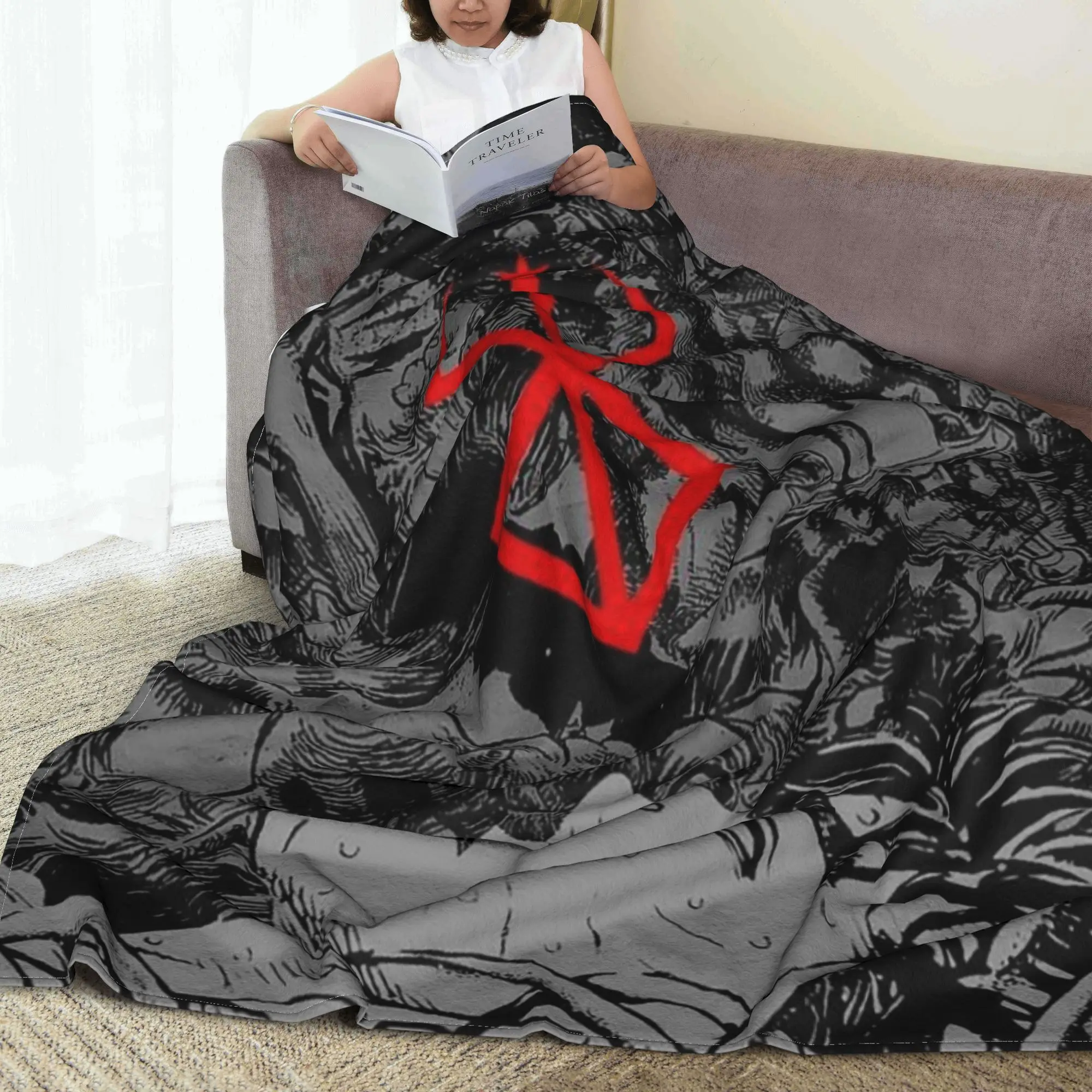 Japan Anime Berserk Swordsman Manga Guts Blankets Warm Flannel Sofa Throw Blanket for Bedroom Outdoor Throws Bedspread Quilt