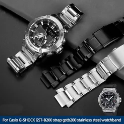 24x16m Quick release For Casio G-SHOCK GST-B200 series strap stainless steel watchband Folding buckle metal Men's band bracelet