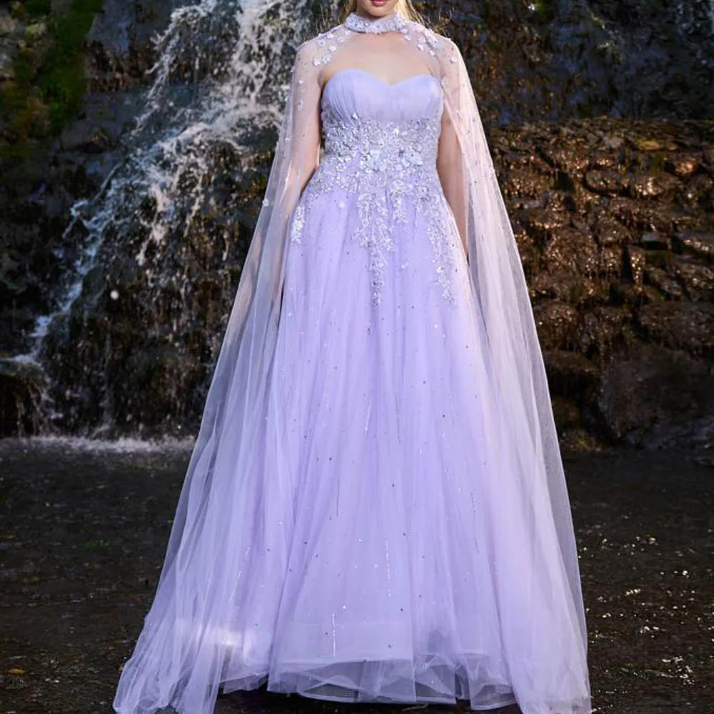 فستان سهرة مذهل مخصص على شكل زهرة مع لف على شكل قلب مزين بالدانتيل للمناسبات الرسمية فستان حفلات تول مطرز #3