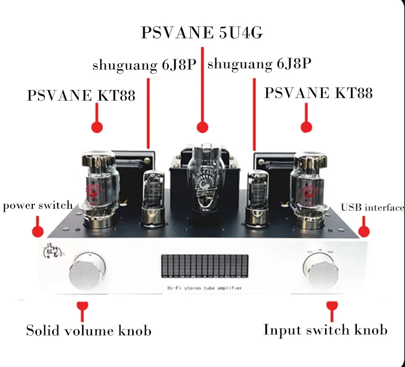 AIYIMA SMSL HIFI KT88 Vacuum Tube Amplifier 16W 2.0 Class A Power Amplifier Handmade Built Bluetooth Decoding lossless playback