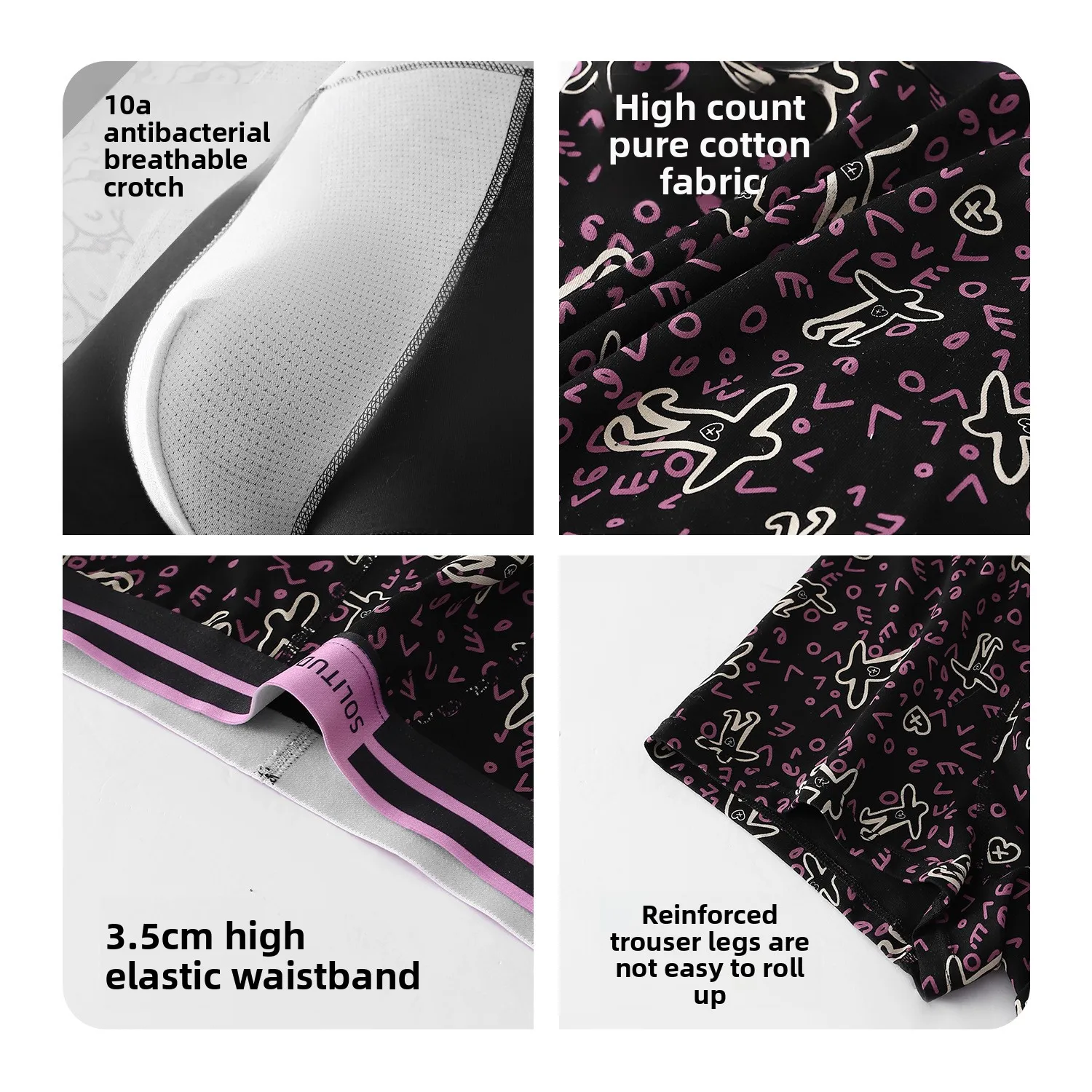 ملابس داخلية قطنية للأولاد قابلة للتنفس ومضادة للرائحة ملابس داخلية متوسطة الخصر مع حقيبة شبكية ملابس داخلية عصرية مطبوعة للشباب والرجال