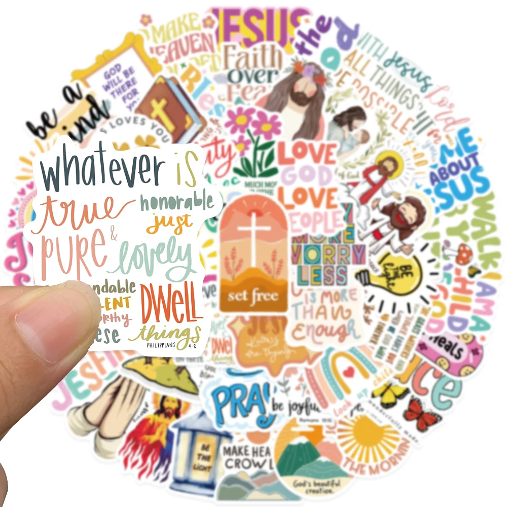 52pcs Bible Verses Stickers Decals For Phone Scrapbook Luggage Helmet Guitar DIY Aesthetic Waterproof Stickers Kids Toys Gifts