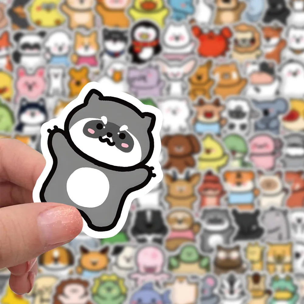 100PCS Cute Cartoon Mixed Animal Graffiti Stickers for Bicycle Hand Account Pencil Case Decals image 6