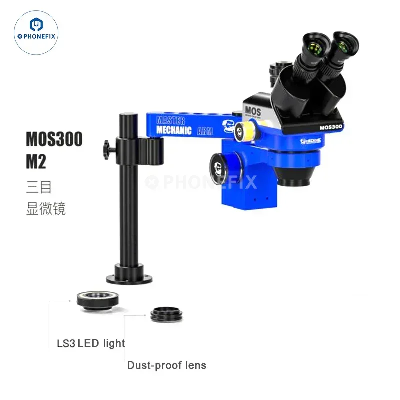 MECHANIC MOS300 B11 6-45X Professional Trinocular Stereo Microscope With Large Stand Base for IC Chips BGA Welding Repair tools