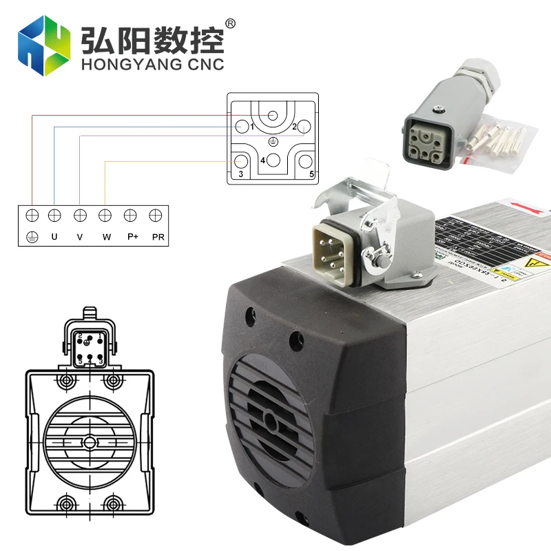 CNC แกนมอเตอร์1.5กิโลวัตต์220V/380V ที่มีหน้าแปลน Air Cooled มิลลิ่งแกน ER11/ER20สำหรับ CNC แกะสลักเราเตอร์ไม้