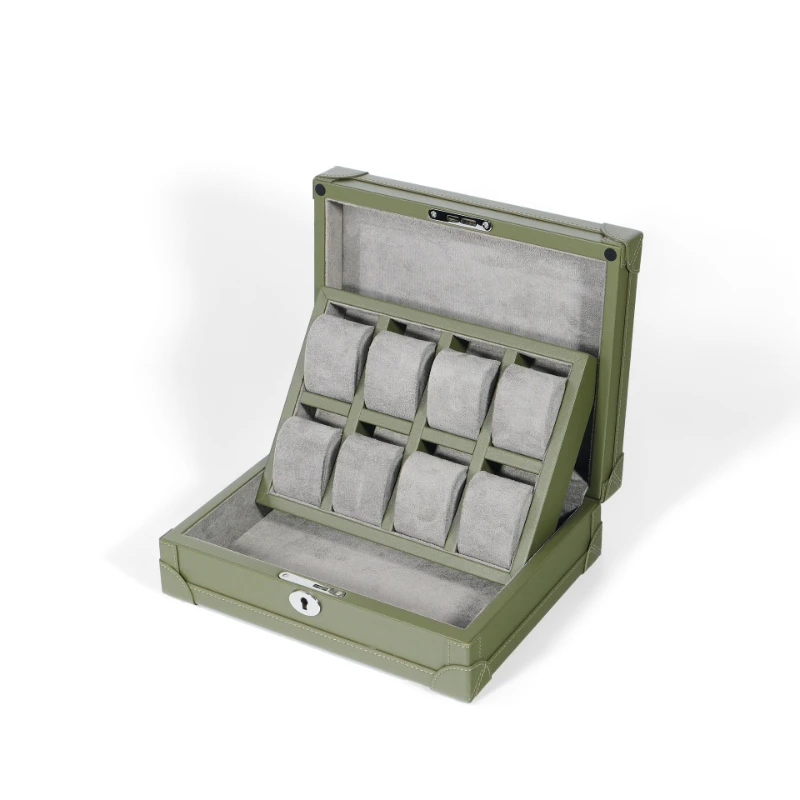 6/8 Slot Watch Storage Box Leather Luxury Watch Box Men Wrist Watches Organizer Case Travel Dustproof Watches Boxes with Lock
