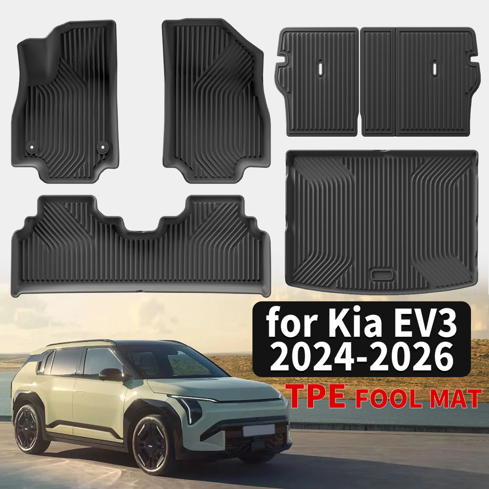 

for Kia EV3 2024 2025 2026 GT Line Custom TPE Floor Mats Full Set Eco-Friendly Waterproof All-Weather Floor Liners Accessories