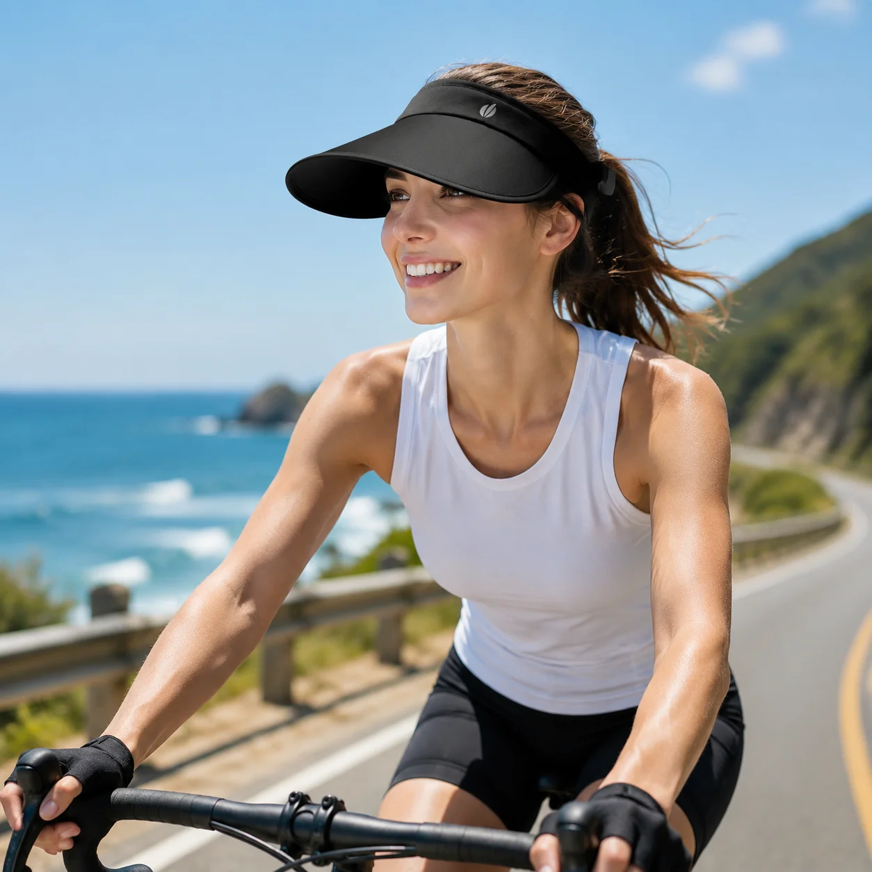 Women Sun Visor Hat UV Protection Wide Brim Empty Top Cap Breathable Summer Headwear for Outdoor Cycling Beach Travel