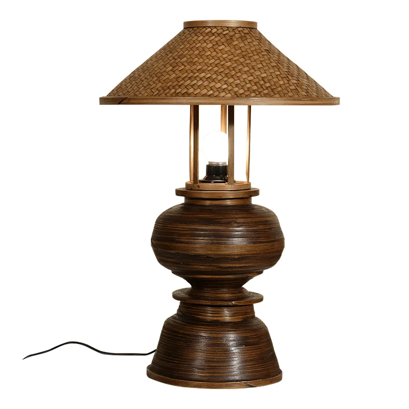 

Tea room decoration table lamp, bedroom bedside lamp, creative retro nostalgia, new Chinese bamboo lamp, Zen table lamp