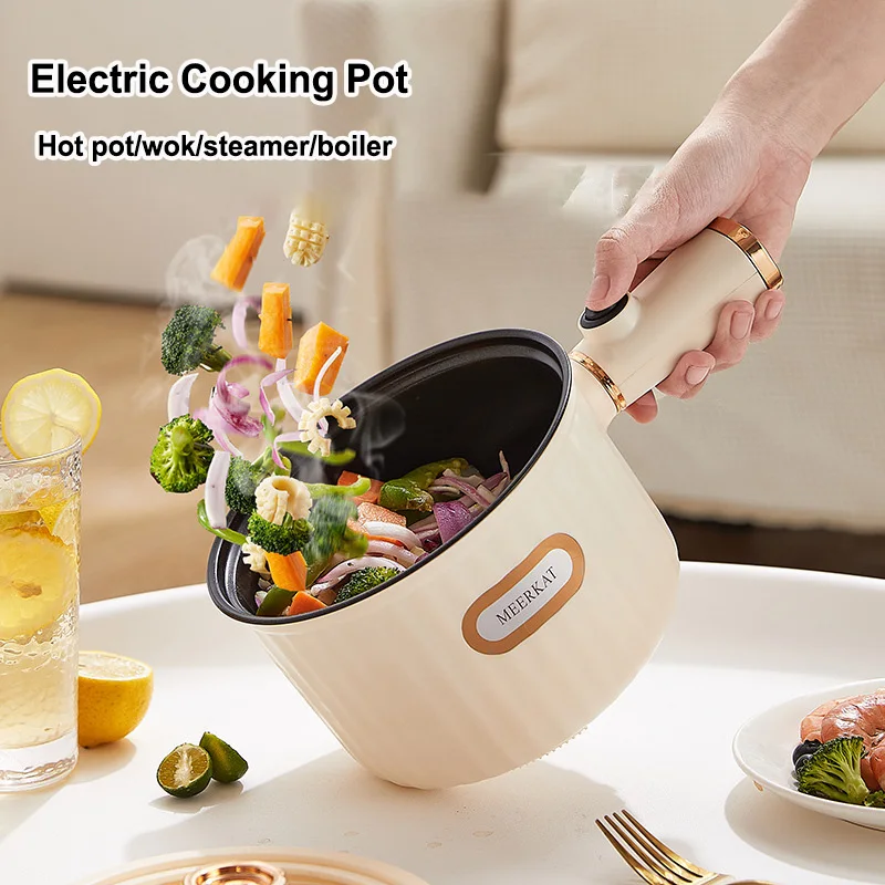New 450W 1.5L Multifunctional Electric Cooking Pot 220V 110V Double-layer Portable Steamer Non-stick Wok Household Small Hot Pot