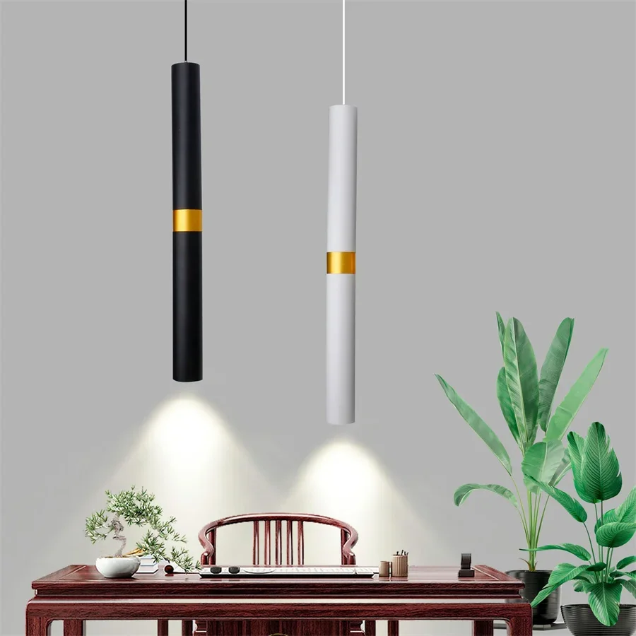 

1PC 7W LED Pendant Lamp Long Tube Droplight Kitchen Island Dining Room Hanging Lamp Cylinder Pipe Shop Bar Cafe Pendant Light