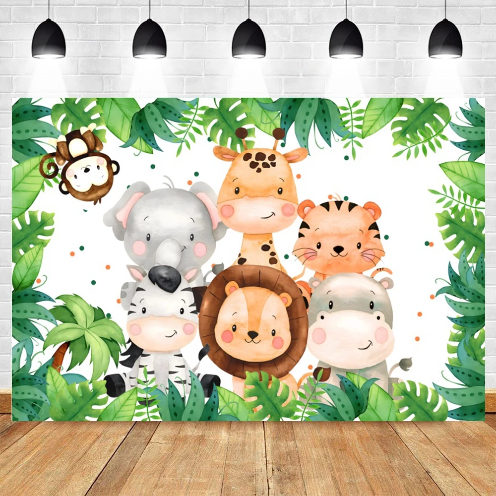 Tropical Jungle Safari Theme Backdrop Newborn Baby Birthday Party Photozone Family Shoot Photo Background Props