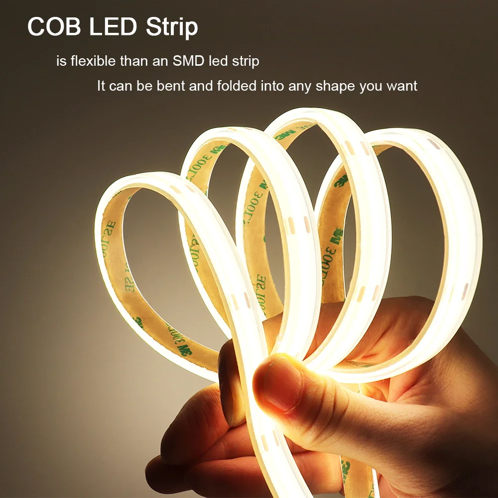 Impermeável COB LED Strip Light, fita flexível, fita de luz, Home Garden Decor, ao ar livre, IP68, 12V, 24V, 3000K, 4000K, 6000K