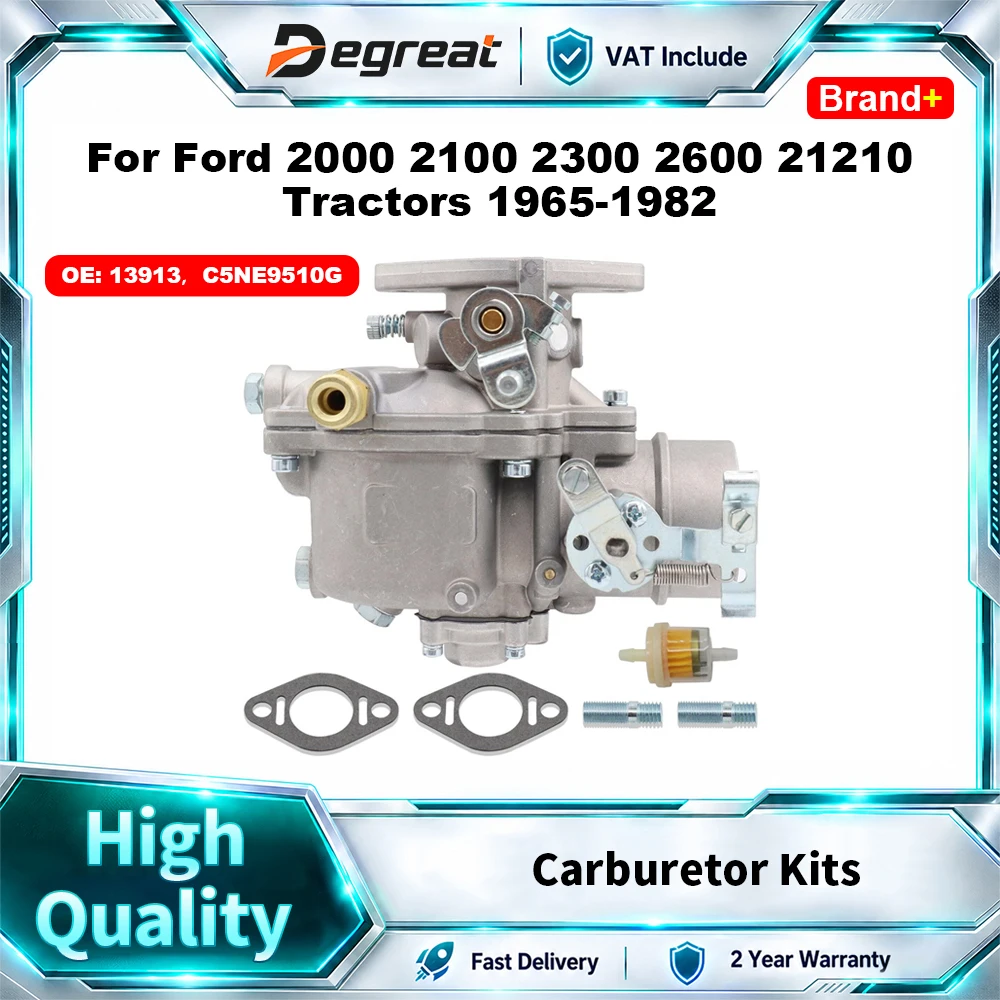 Degreat 1PCS Barrel Carburetor 13913 C5NE9510G E1NN9510DA For Ford Tractor 2000 2100 2150 2300 2310 2600 2610 2810 2910 2120 3-Cylinder 158 CI Engine Agricultural Tractor Replacement Carburetor Kit