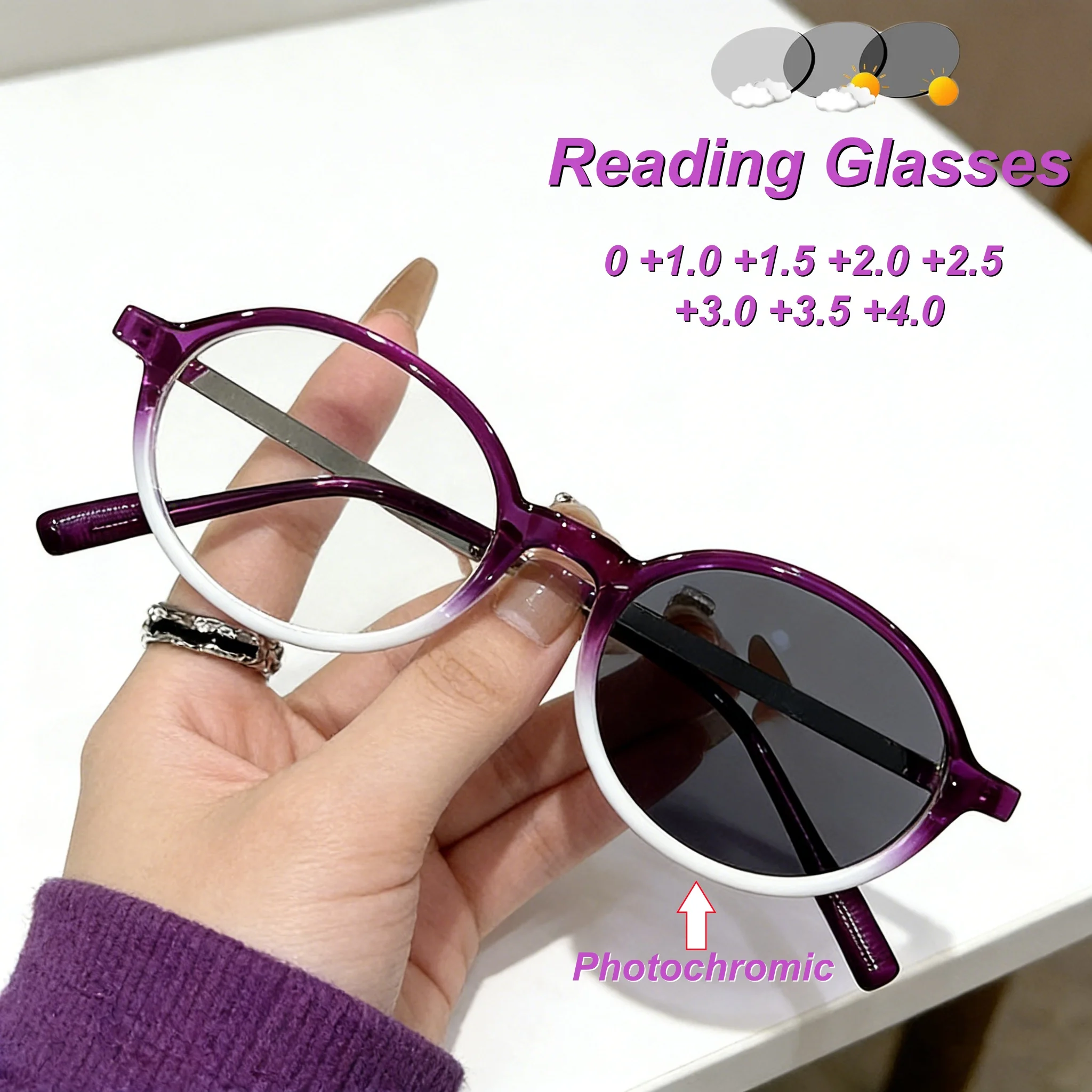 

Retro Personalized Photochromic Women's Reading Glasses Fashionable Ultra Light Neutral High-quality Anti Blue Light Glasses