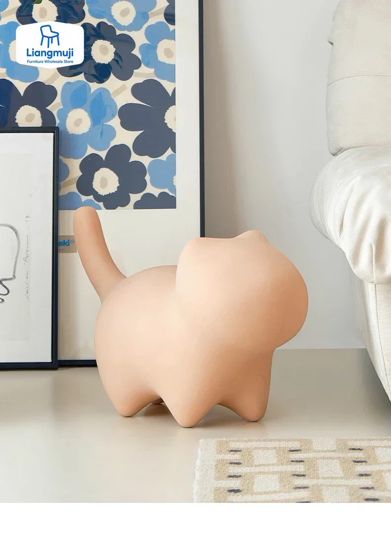 

Nordic Design Modern Kids Children Toy PE Plastic Eco-environment Animal Outdoor Cat Low Stool Chair foot stool furniture