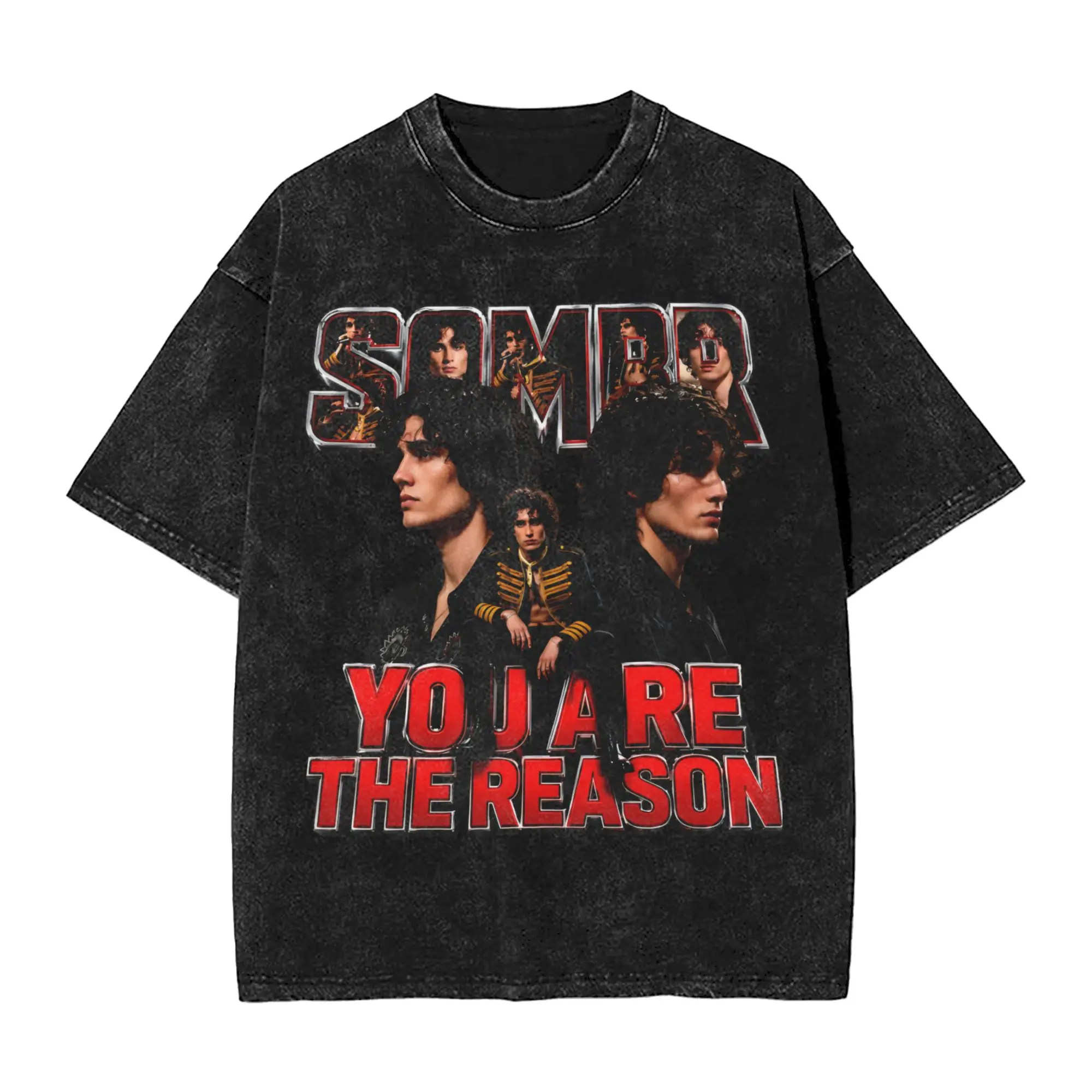 Graphic Printed Sombr Youare The Reason World Tour 2026-2027 Washed Shirts Apparel Oversize T-Shirt  for Men Women Tee