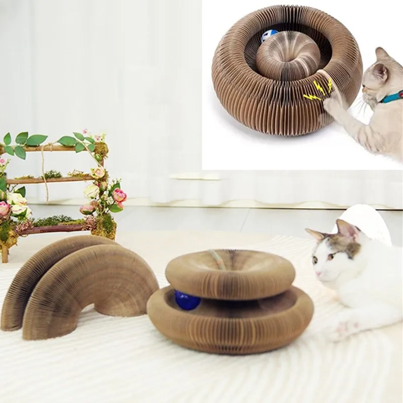 חתול צעצוע קסם איבר חתול השריטה לוח עם פעמון אינטראקטיבי חתלתול צעצוע לחתולים טחינת טופר טיפוס מסגרת חתול אביזרים