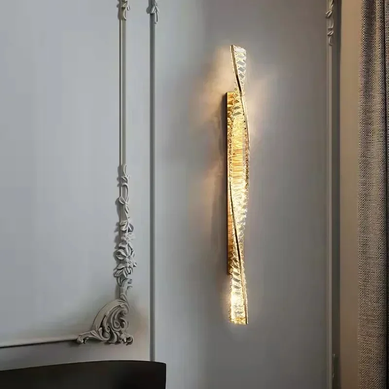 

SANDYHA Nordic Crystal LED Wall Lamp Creative Lampshade Design Living Room Bedroom Study Lighting Fixtures Decoration