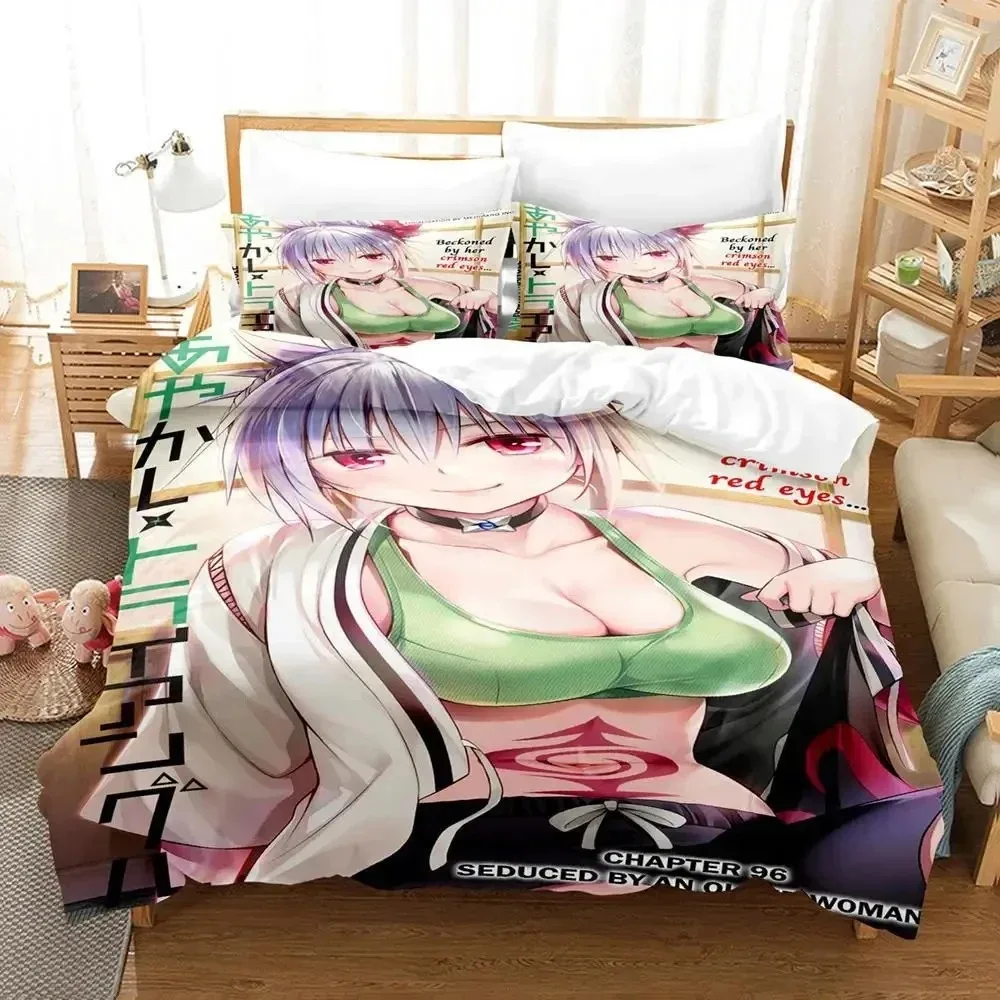 Set tempat tidur segitiga Anime Ayakashi Set tempat tidur selimut penutup tempat tidur sarung bantal selimut Comforter king Queen ukuran anak laki-laki dewasa Set tempat tidur