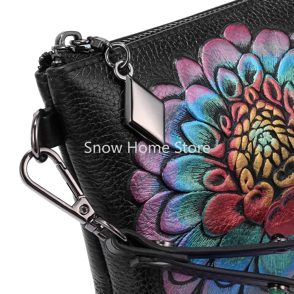 Diagonal Cross Small Bag Head Layer Cowhide Mini Shoulder Temperament Cheongsam Clutch Dual-Purpose Female Soft Leather Can Put