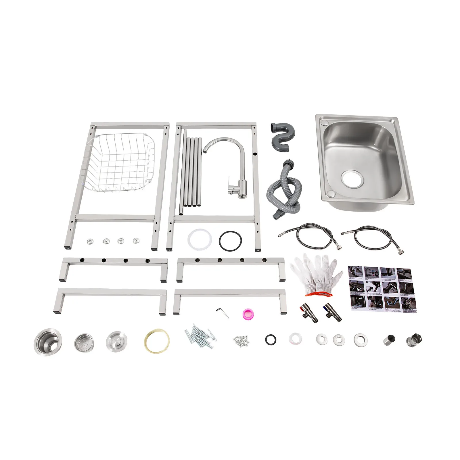 Single Basin Kitchen Sink Home Simple Laundry Sink with Faucet Ready Practical