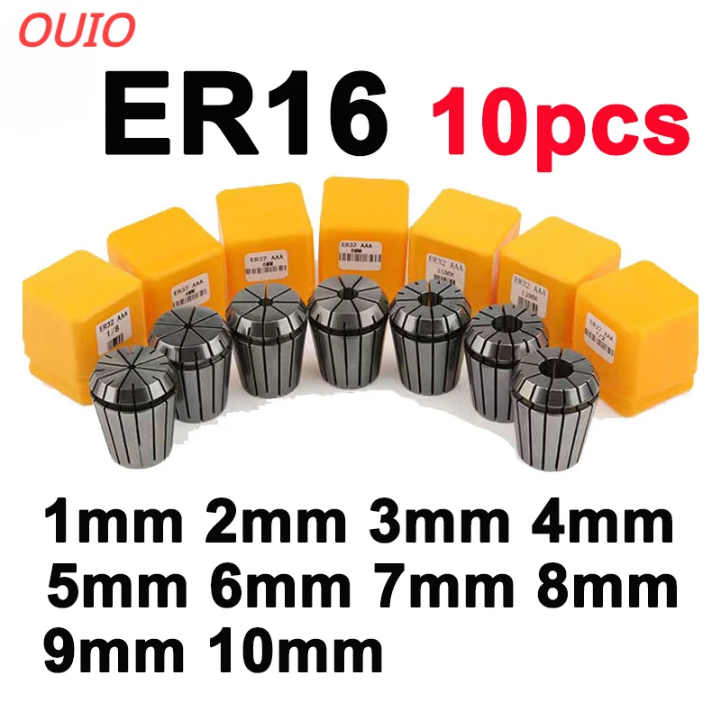 OUIO ER11 ER16 ER20 ER25 Collet Chuck Set 1-16mm Spring Collet For CNC Machining Center Engraving Machine Lathe  Tool Collect