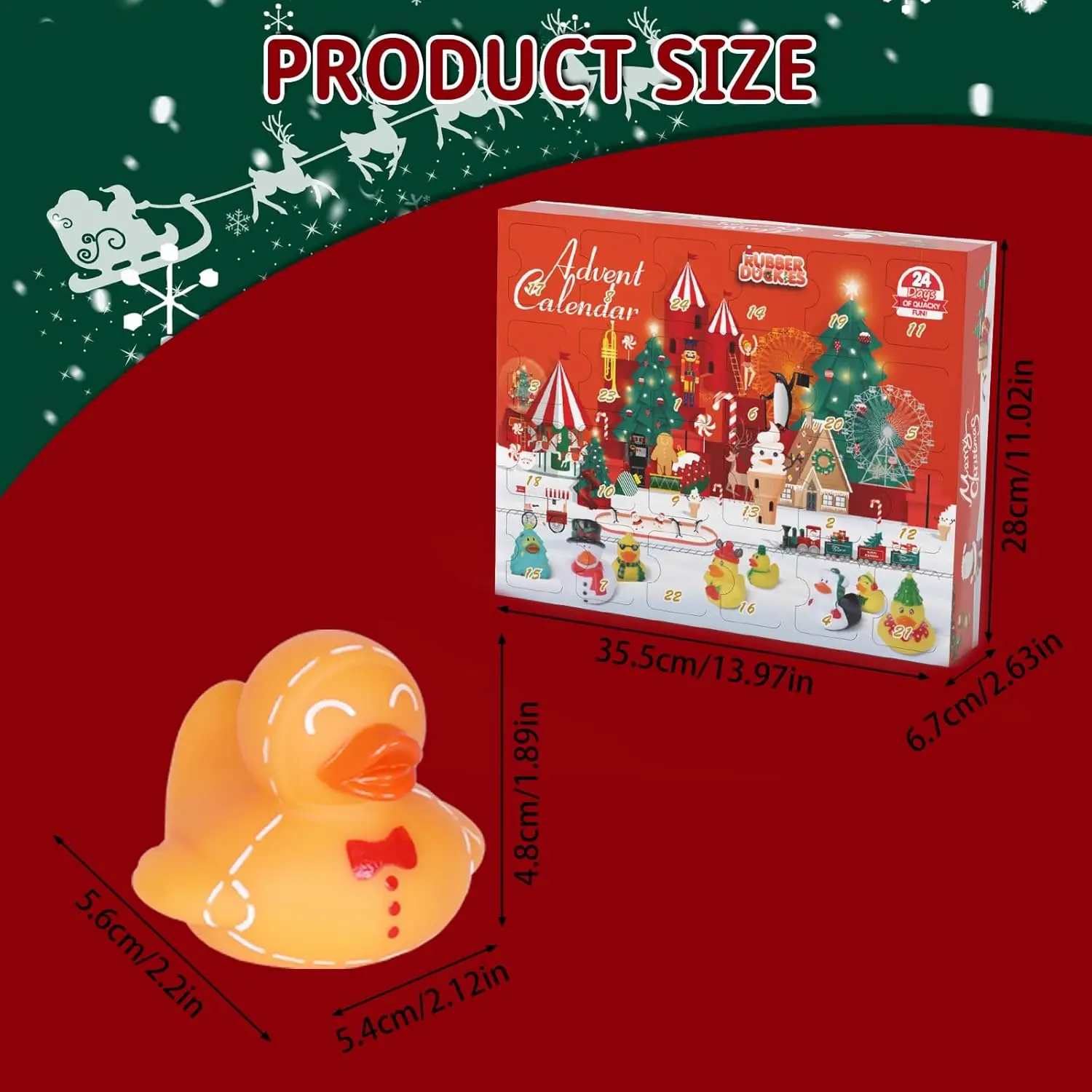 Christmas Ducks Advent Calendar 2024, 24 Rubber Ducks for Boys Girls Kids and Toddlers, Christmas Countdown Party Favor Gifts