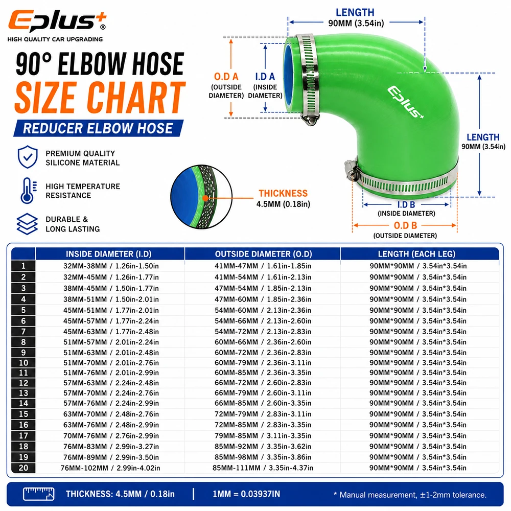 Green Silicone Car Radiator Intake Hose Turbo Intercooler Coupler Reducer Connector Universal Silica Gel Tube 90 Degrees Adapter