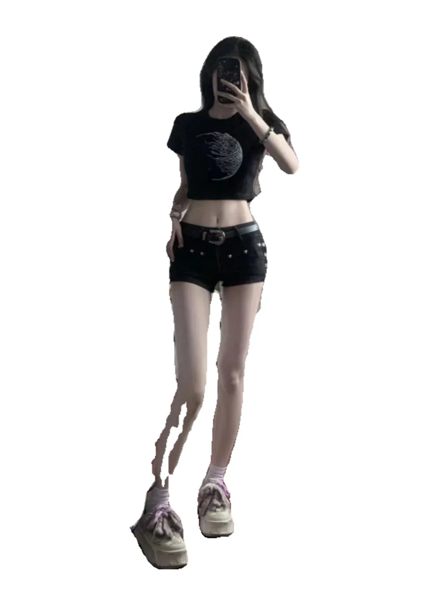 Bla Spicy Girl ort orts Damskie Letnie Nowości Sle 2024 Wyszczuplające Krótkie Spodenki z Niskim Stanem w Stylu Amerykańskim Sle Hot Pants Modne Bawełniane Elastyczne...