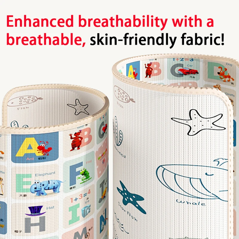 XPE سجادة لعب كبيرة غير قابلة للانزلاق صديقة للبشرة وقابلة للتنفس من القماش بساط لعب للأطفال قابل للعكس وسميكة وقابلة للدوران وسادة زحف للأطفال #2