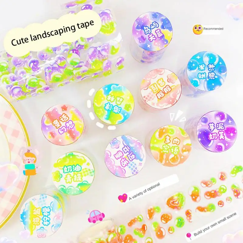 Laser Flash Cartoon Bubble Tape Creative decorative Masking tape 1 roll for Planner Scrapbooking material Adhesive Diy PET Tape