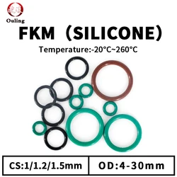 Brown FKM O Ring Seal Gasket Thickness CS1/1.2/1.5mm OD3-30mm FPM Oil Resistant Automobile Fluororubber O-Ring 70A