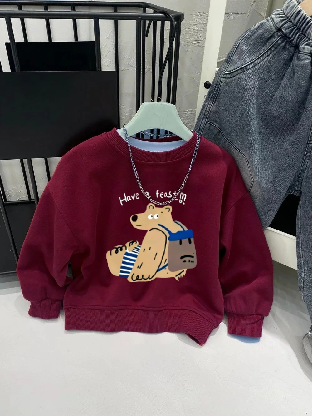 

Детский свитшот с мультяшным медведем, пуловер с принтом Reast, повседневная одежда, пуловер, высококачественный детский костюм, осенняя одежда для малышей