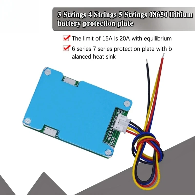 3S 4S 5 strings 18650 lithium battery protection board 6S 7S protection board with balanced cooling fin 15A limit 20A