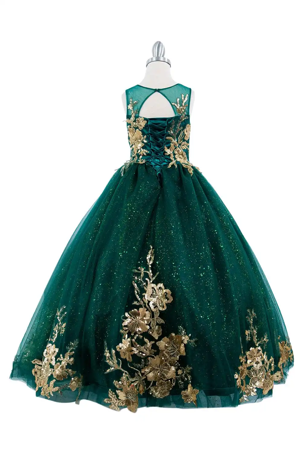 Green Mini Quinceanera Dresses Ball Gown Scoop Tulle Appliques Flower Girl Dresses For Weddings Mexican Pageant Dresses Baby