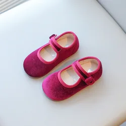 2025 New Kids Shoes Little Girls Casual Shoes Children Comfortable flat cloth shoe For Princess Red Green Black Beige White