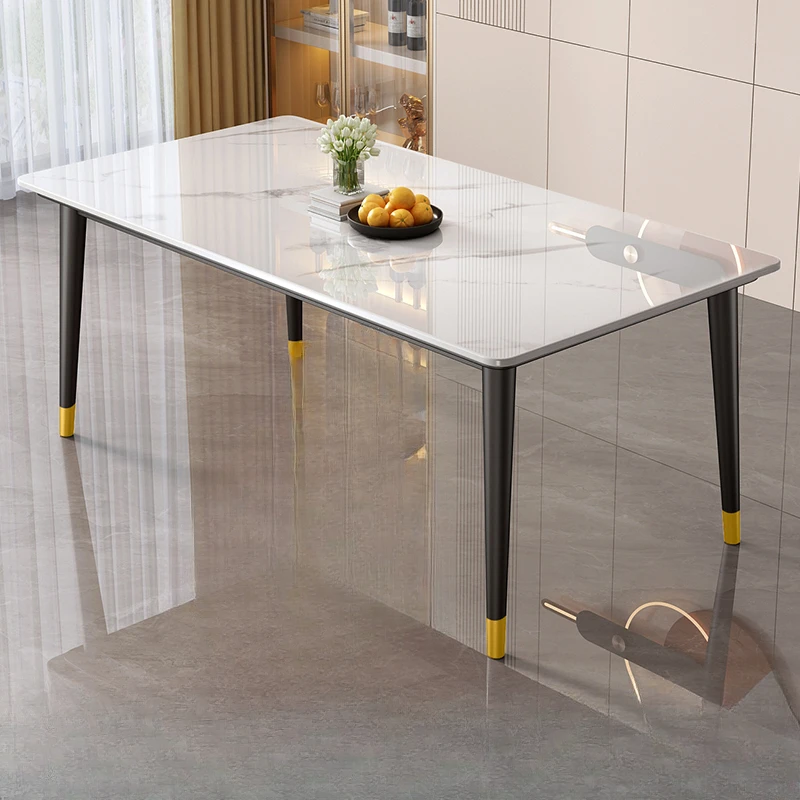 Dining Table Rock Slab Small-sized Household Modern Simple Light Luxury Living Room Rectangular Dining Table Dining Table Chairs