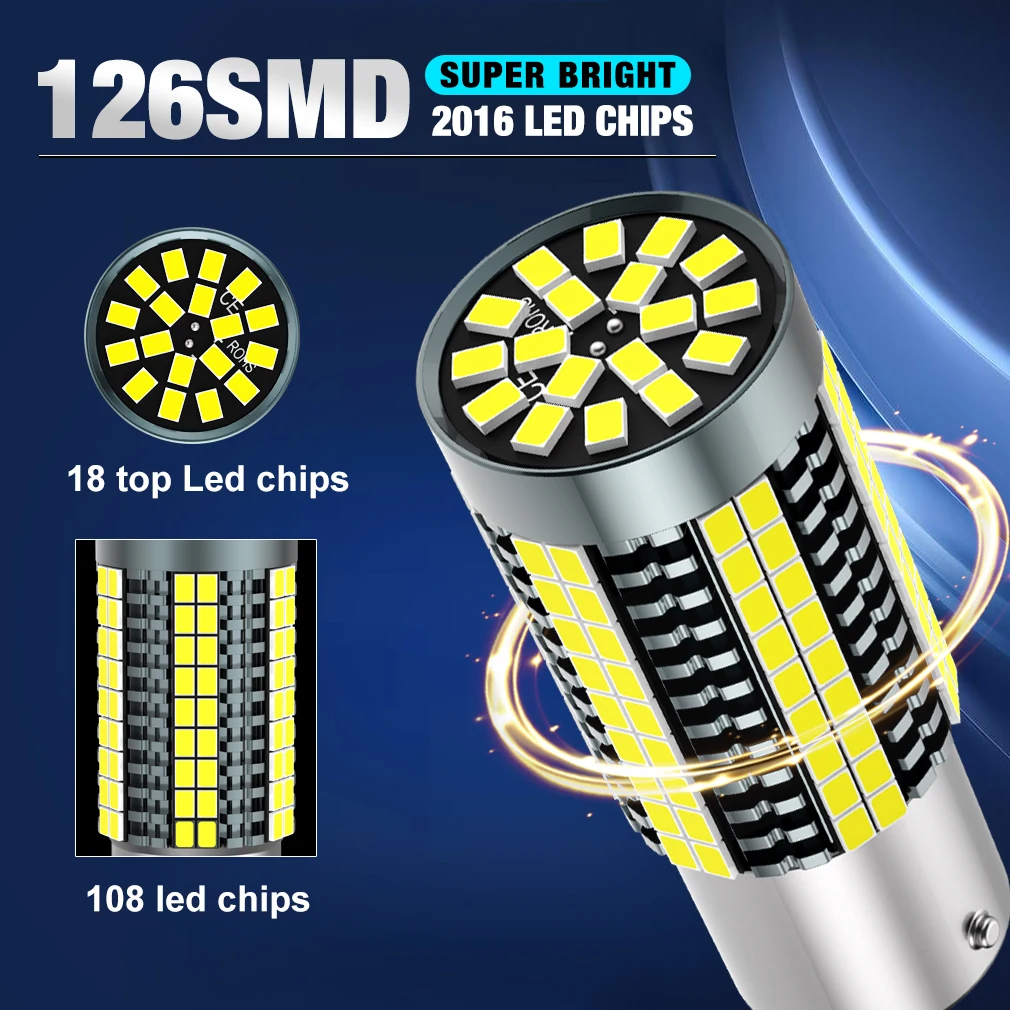 P21W Led 1156 BA15S BAU15S PY21W 1157 BAY15D P21/5W R5W R10W T20 7440 W21W P21/5W 7443 W21/5W LED Bulbs Car DRL Signal Lights view 2