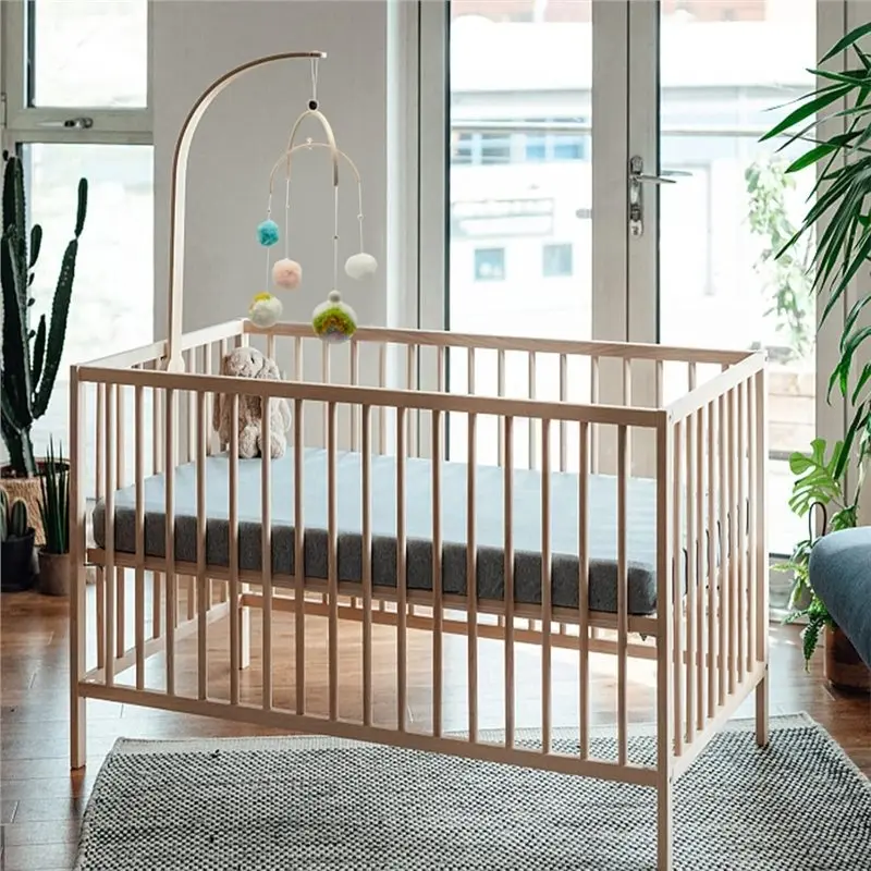 [NEW!A08R】 Crib Mobile Wind Chime Handmade Wooden Frame DIY Kit Bed Ornament Semicircle Wood Mobile Hanger