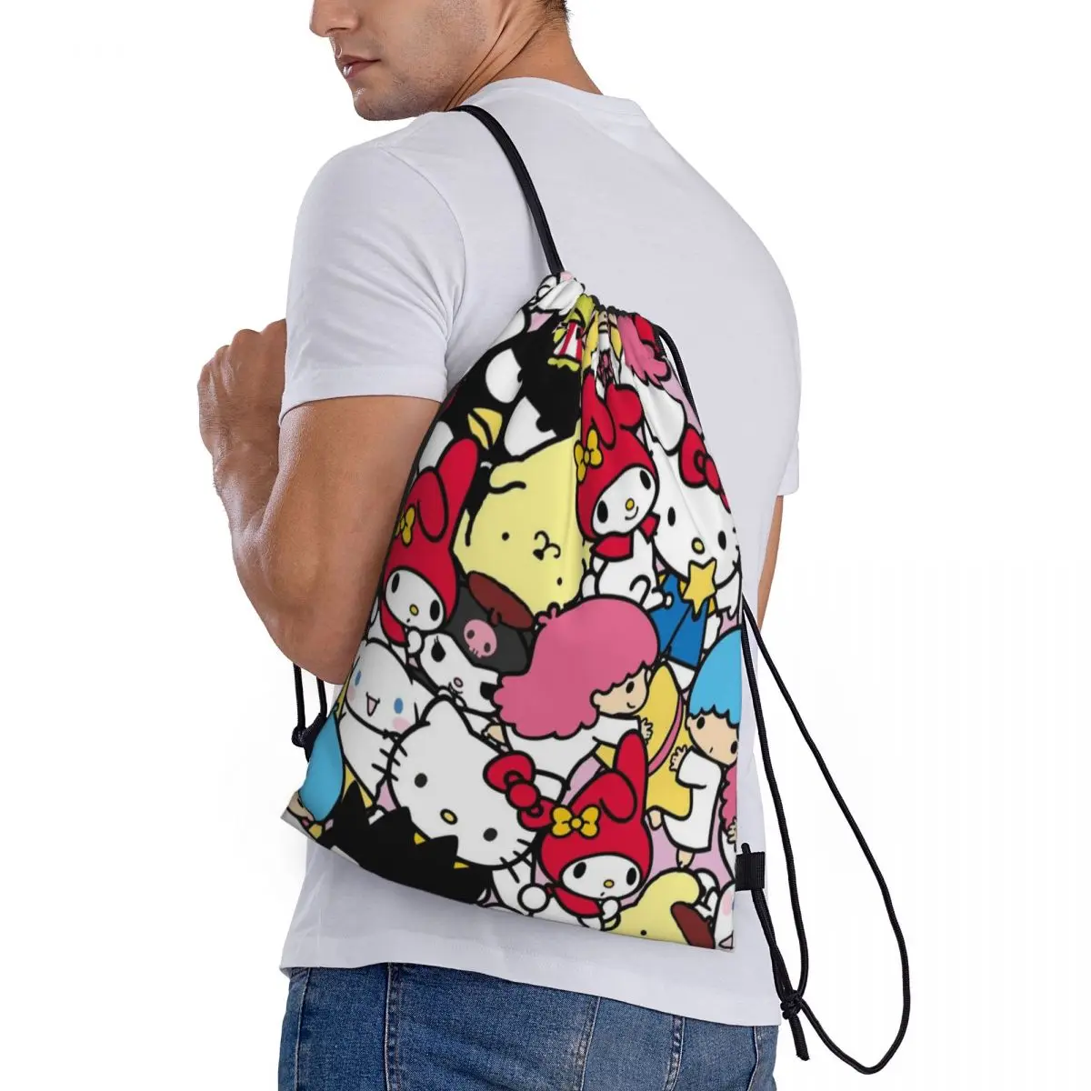 Sanurgente-Sac à dos portable Hello Kitty Melody Kuromi, sac de sport épais, ceinture d'équitation de proximité, sac à chaussures de gym